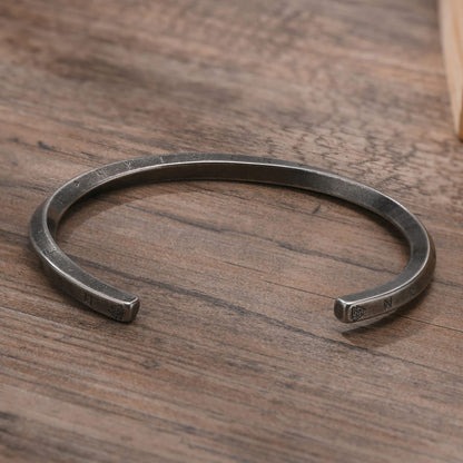 VNOX Viking Bracelet for Men | Mens Stainless Steel Cuff Bracelet for Men Women | Mobius Twist Nordic 24 Alphabet Runes Valknut Bangle | Viking Jewelry Gifts for Men Women