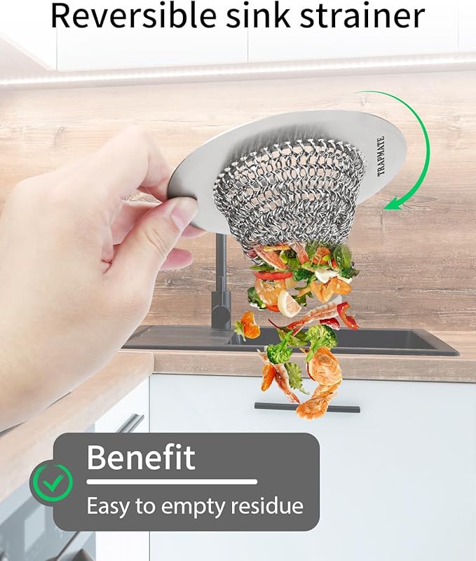 TRAPMATE 4 Pcs Kitchen Sink Drain Strainer, Stainless Steel Sink Strainer Basket