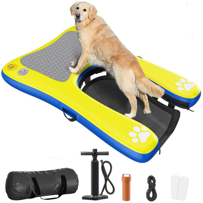 Inflatable Dog Pool Float Dock Platform for Dogs, Dog Pool Ramp Ladder with Non Slip Steps | Dog Floats Water Ramp for Boat, Inground Pool