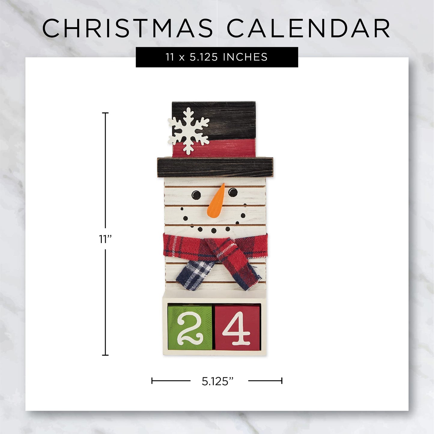 DII Christmas Advent Collection Decorative & Reusable Wooden Countdown Calendar, 11x5", Snowman Blocks