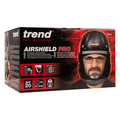 Trend Airshield Pro Full Faceshield, Dust Protector, Battery Powered Air Circulating Mask for Woodworking, AIR/PRO