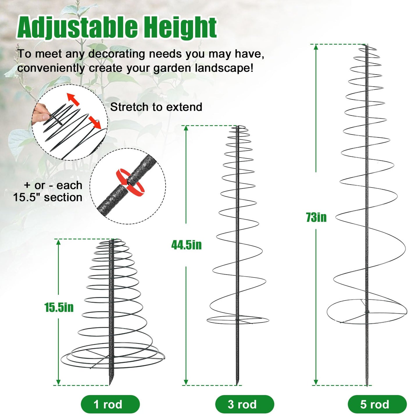 Spiral Frame Trellis for Climbing Plants Outdoor -72" Tall Heavy Duty Metal Garden Plant Tower Support with Anti-Tip Center Pole,for Pole Bean,Berry,Cucumber,Sweet Peas,Clematis,Potted Plants,Vines
