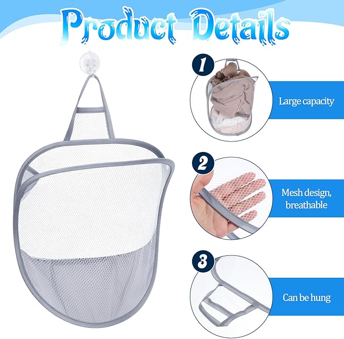 2 Pack Mesh Foldable Hanging Laundry Hamper, Small Wall Laundry Baskets