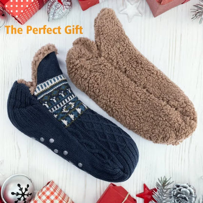 Mulor Slipper Socks for Men & Women Fluffy Slipper Socks with Grippers Non Slip Fleece Lining Heat Holding