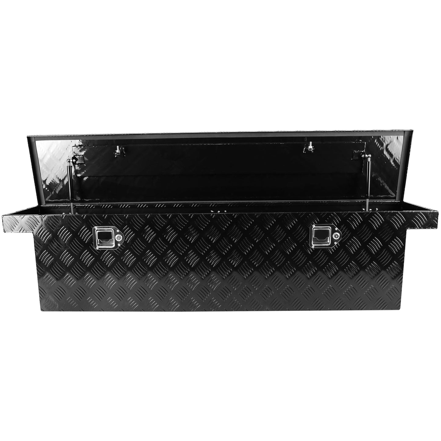 SPOFLYINN 60 Inch Heavy Duty Aluminum Stripes Plated Tool Box Waterproof Storage Toolbox with Lock for RV ATV Trailer Truck 60.2 inches