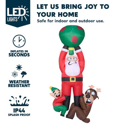 Joiedomi 8 FT Tall Hanging Christmas Inflatable Outdoor Decoration, Christmas Blow Up Santa with Reindeer Elf Inflatable, Inflatable Climbing Santa for Christmas Roof Decor Christmas Yard Decor