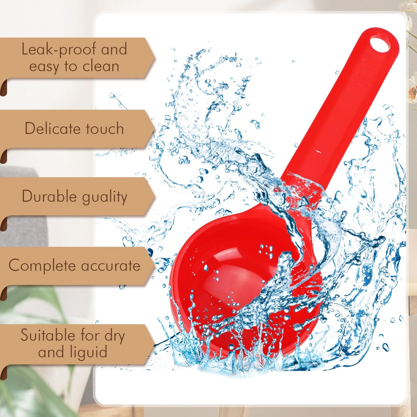 Teenyyou 10 Pcs 2 oz Foodservice Products Measure Spoon with Short Handle Measuring Scoop Miser Food Grade Solid Portion Control Spoon for Oatmeal Creatine Coffee Grains Spices Powders(Red)