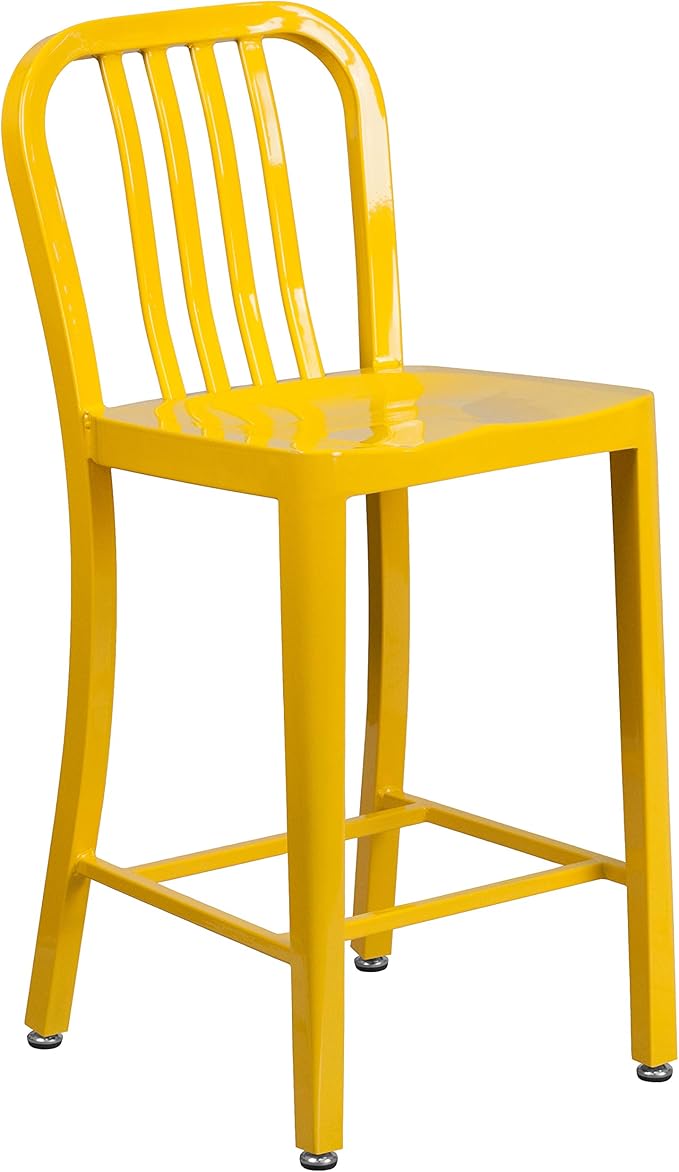 Flash Furniture Commercial Grade 24" High Yellow Metal Indoor-Outdoor Counter
