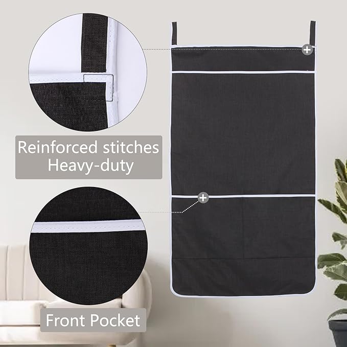 Black Hanging Laundry Hamper Bag, XL Door Hanging Hamper