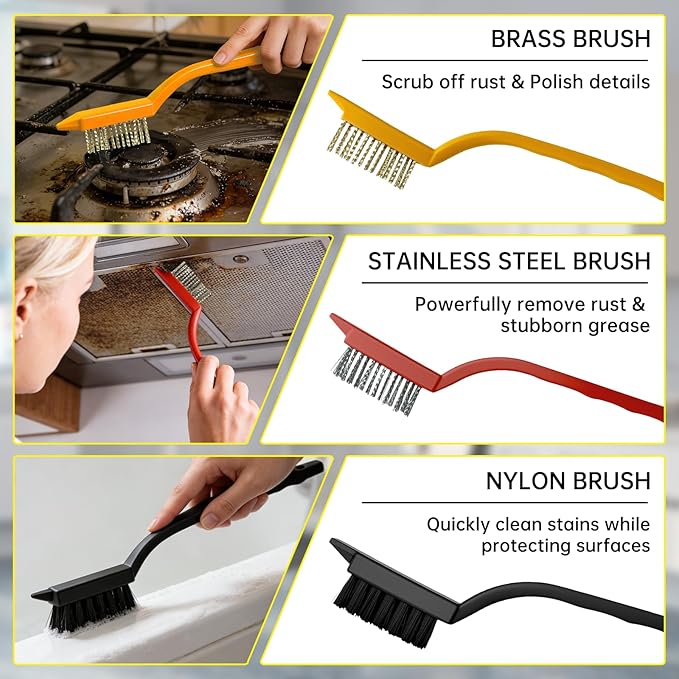 12Pcs Crevice Cleaning Brush Set, Hard Bristle Small Cleaning Brushes
