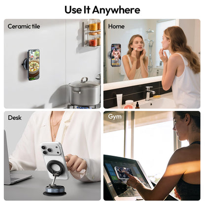 ULANZI Vacuum Suction Cup Phone Mount, 360° Rotatable Magnetic Phone Holder with Adhesive Pad, ≥14N Magnet for Car Kitchen Gym, Car Truck Accessories for iPhone 17 16 Vehicle Mounts