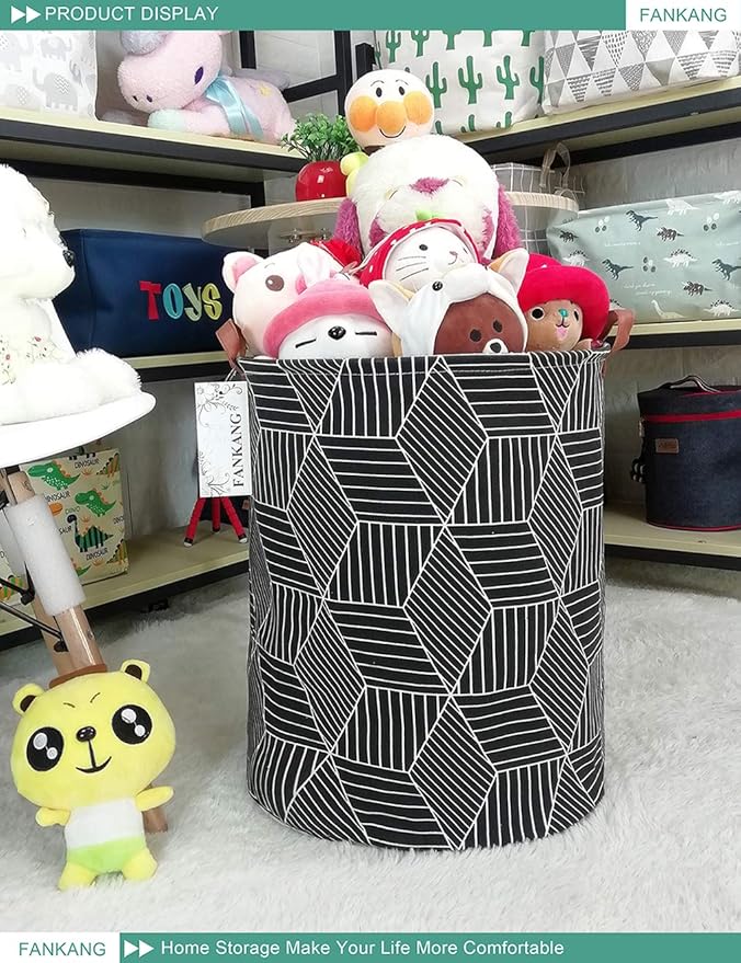 FANKANG Storage Basket, Nursery Hamper Canvas Laundry Basket Foldable