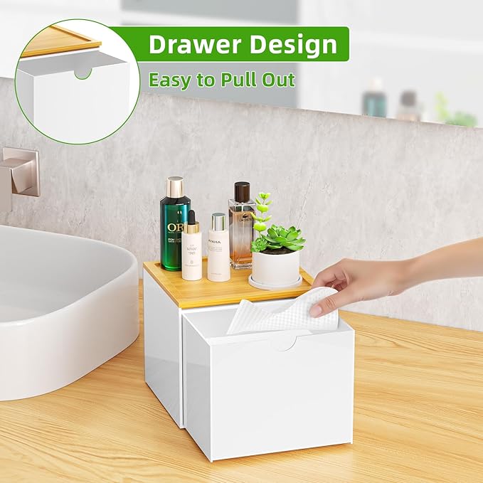 VITVITI Drawer Disposable Face Towel Holder Box, Acrylic Facial Towel Container