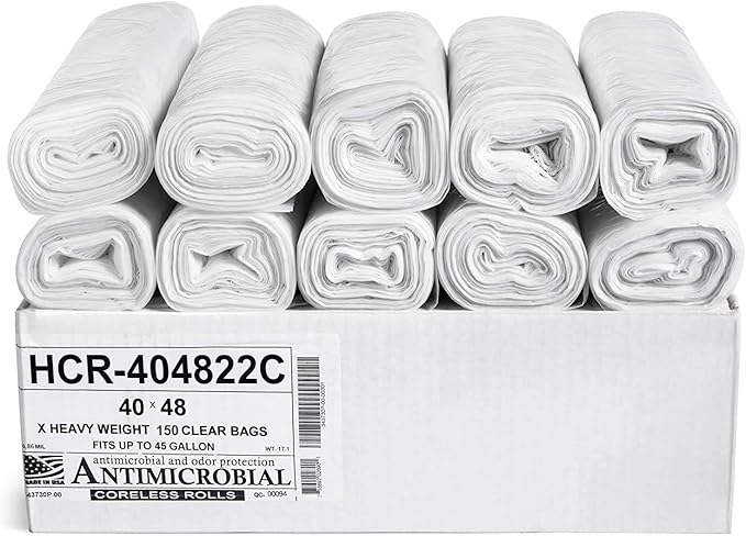 Aluf Plastics High Density Trash Bags, 45 Gallon, 22 Micron,