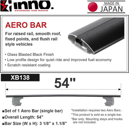 INNO XB138 Aero Reduced Noise Base Bars - 54-Inch (1 Bar) (Glass Blasted Black)