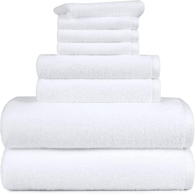 Amazon Basics 100% Cotton Lightweight Quick-Dry Bath Towel Set