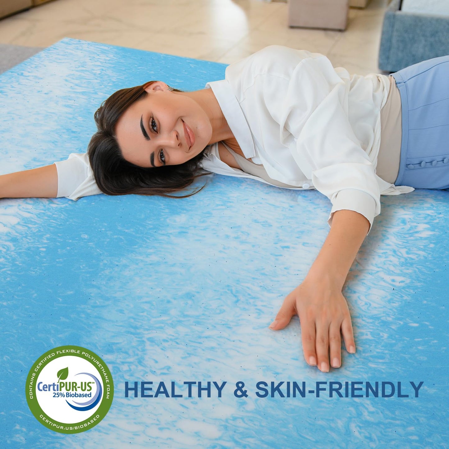 Bynex 2 Inch Gel Memory Foam Mattress Topper, Queen Size Cooling Bed Topper for Back Pain & Pressure Relief