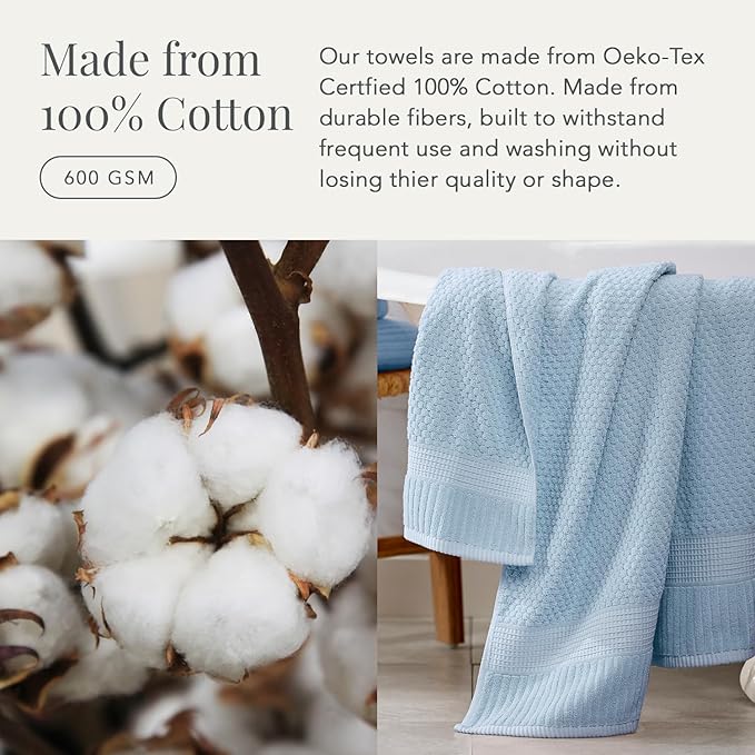 NY Loft 100% Cotton Bath Towel 4 Pack | Super Soft & Absorbent Quick-Dry Bath