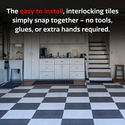 Big Floors GarageDeck Garage Floor Tiles, Interlocking Garage Flooring, Coin Pattern Non-Slip Heavy-Duty Copolymer Modular Tile (Alloy, 48 Pack of 12 x 12" Tiles, 48 Sq Ft)