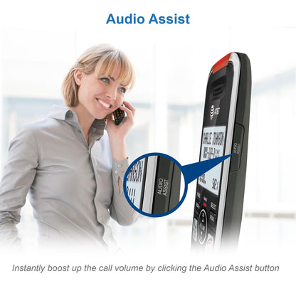 AT&T BL102-2 DECT 6.0 2-Handset Cordless Phone for Home with Answering Machine, Call Blocking, Caller ID Announcer, Audio Assist, Intercom, and Unsurpassed Range, Silver/Black