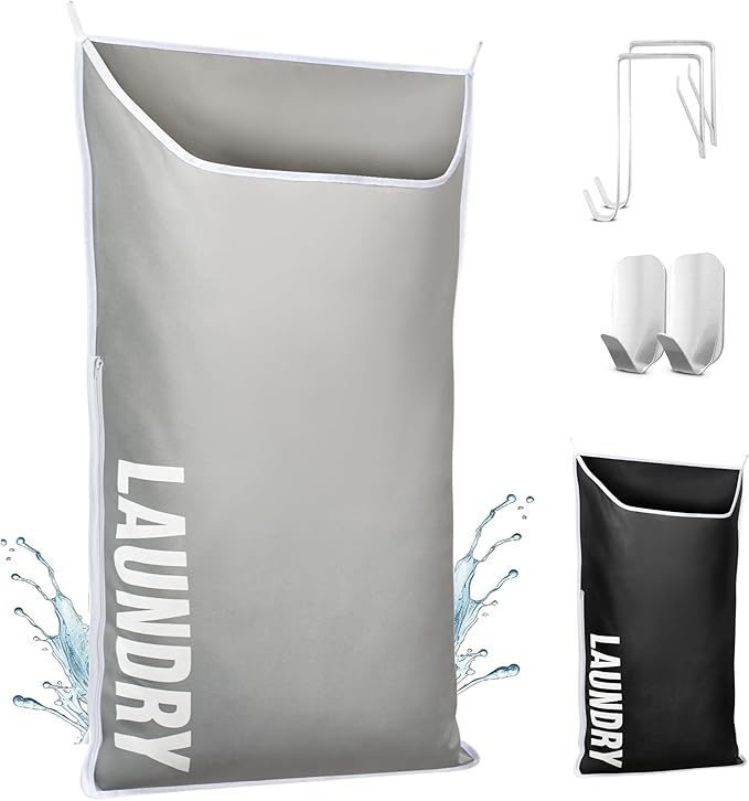 Hanging Laundry Hamper Bag XL 40x22", Space Saving over the Door Storage Bags