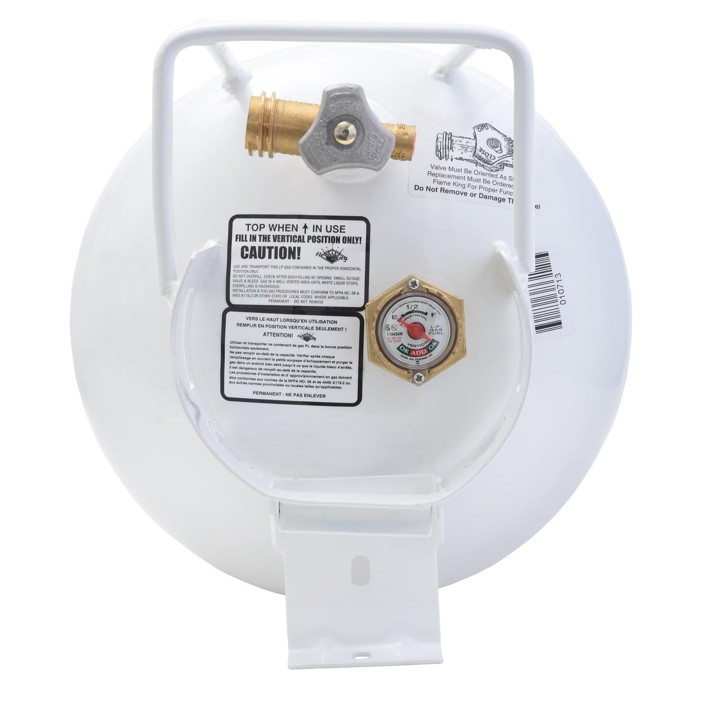 Flame King YSN201HZL 20-LB Steel Horizontal Propane Tank Cylinder for Fire Pits and Tables, Patio Heaters, Barbeques, RVs, and Truck Campers, White