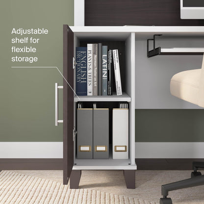 Bush Home 72-Inch L-Shaped Desk with Storage, Corner Computer Office Desk with File and Box Drawers, Home Office Workstation with Storage Cabinet, Somerset Collection, Storm Gray and White