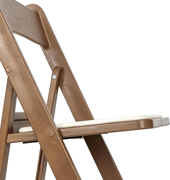 Flash Furniture Hercules Commercial Indoor/Outdoor Folding Event Chair, Wood Look, Weather-Resistant, Lightweight Design, Versatile Use, Set of 2, Chestnut