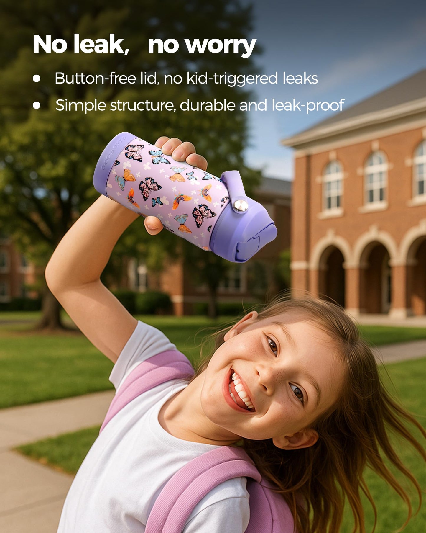 Choco Mocha Kids Water Bottle For School, Kids Insulated Unicorn Water Bottle Stainless Steel, Girls Water Bottle 18Oz, Purple
