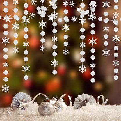 Snowflake-Snow White-Silver Christmas Party-Decoration Garland - 52Ft Winter Wonderland Frozen Hanging Paper Streamers,Birthday New Year Supplies Decor Lasting Surprise