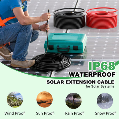 Vansdon 2x100FT Solar Wire 10AWG， Solar Panel Cable Tinned Copper PV Wire for Outdoor Camping RV Solar Panels Inverter Automotive Boat Marine