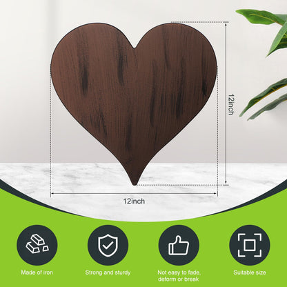 Tandefio 3 Pcs Heart Garden Stepping Stones Brown Cast Iron Stepping Stones Rustic Style Outdoor Stones for Garden Walkway Outside Decorative Decor, 12 Inches