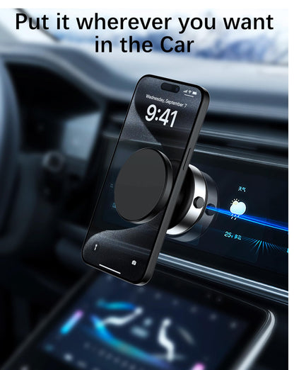 Electric Vacuum Suction Cup Magnetic Phone Mount, 360 Rotatable Magnetic Cell Phone Holder, Adjustable Hands-Free Portable for Magsafe iPhone Car Gym Mirror Smooth Surface(Black)