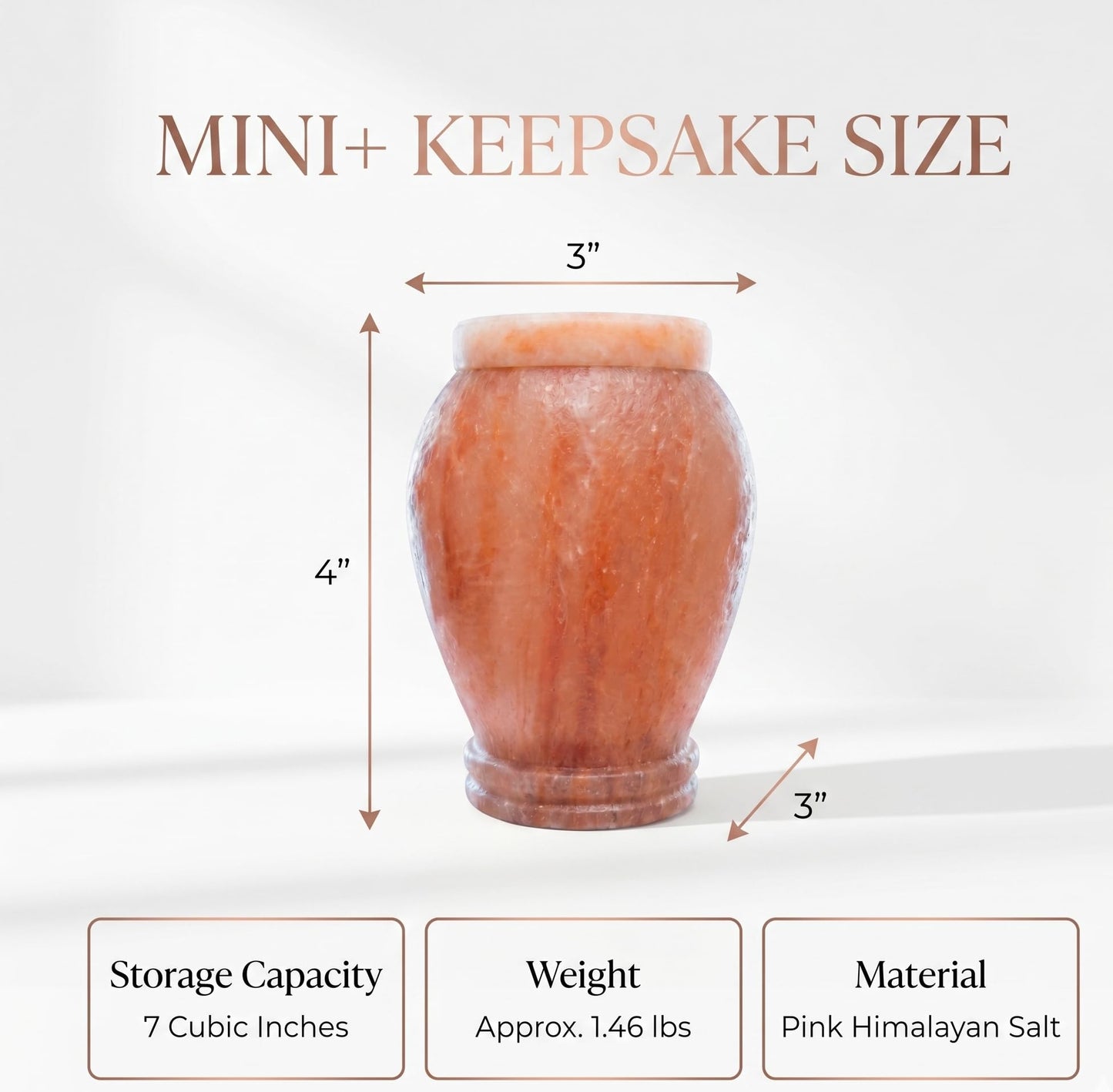 Handcrafted Pink Himalayan Salt Keepsake Urn for Human Ashes Male or Female