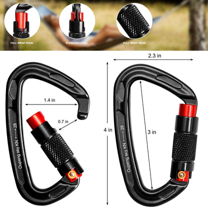 Auto Locking Carabiner Clips - 28KN (6172lbs) Heavy Duty Caribeaners ，4PCS Large Carabiner Clip for Keychains，Hammock，Camping, Gym, Hiking, Outdoor ，Dog Leash