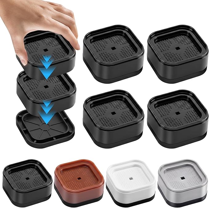 4 Pack Furniture Risers, Ajustable Bed Lifts Rrisers, 1 Inch Stackable Heavy