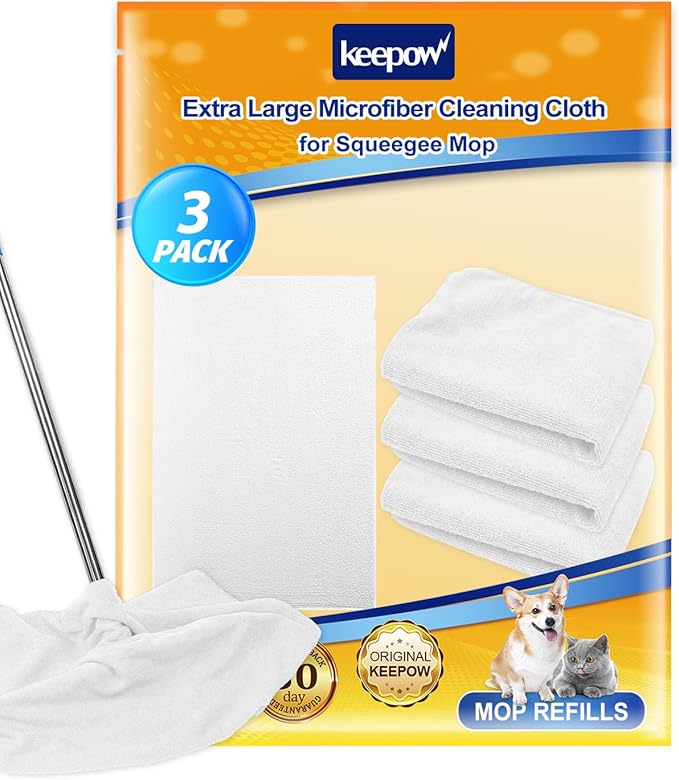 KEEPOW 3PCS Extra Large Microfiber Cleaning Cloth 30" x 20" Large Floor