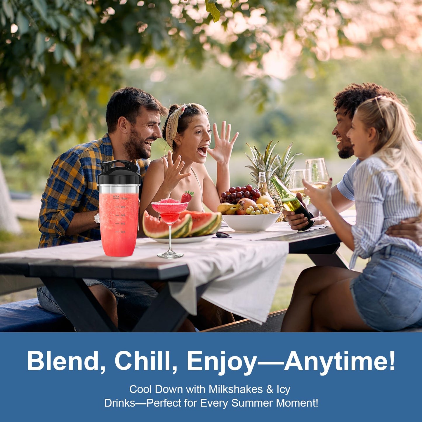 12-Piece Smoothie Blender Maker 25,000 RPM Personal Blender for Ice Crushing Smoothies & Frozen Drinks Nuts with 23oz, 32oz, 37oz Portable Cups Two 6-Leaf Stainless Steel Blades, Silver