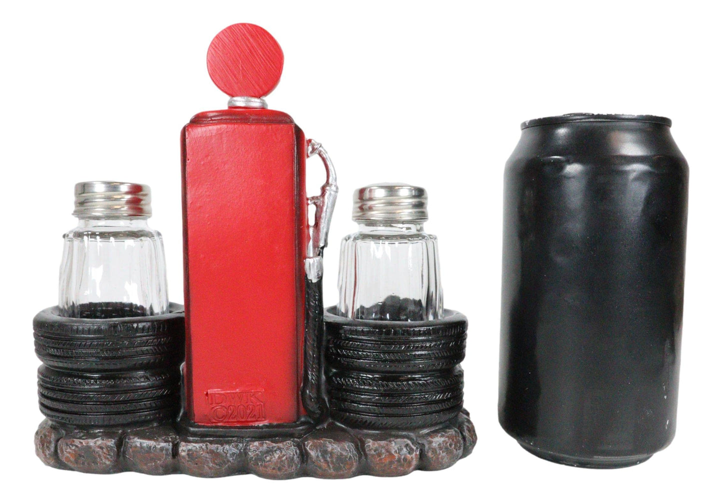 Ebros Gift Vintage Nostalgia Route 66 Highway Stop Old Fashioned Red Gas Pump Station Salt And Pepper Shaker Holder Figurine Cross Country Road Trip Lovers Kitchen Accent