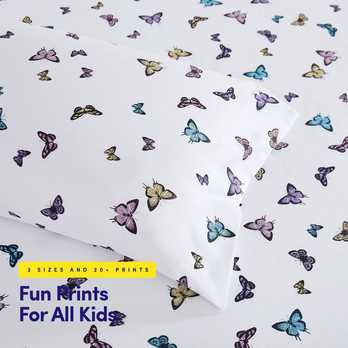 1500 Supreme Kids Bed Sheet Collection - Fun Colorful and Comfortable Boys and Girls Toddler Sheet Sets - Deep Pocket Wrinkle Free Soft and Cozy Bedding - Twin XL, Butterflies