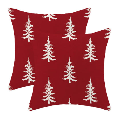 CXMEIFLY Christmas Pillow Covers 18x18 Inch Set of 2 Red Cream Christmas Tree Decor Throw Pillows Winter Xmas Holiday Outdoor Cushion Cases for Couch Bed Decorations