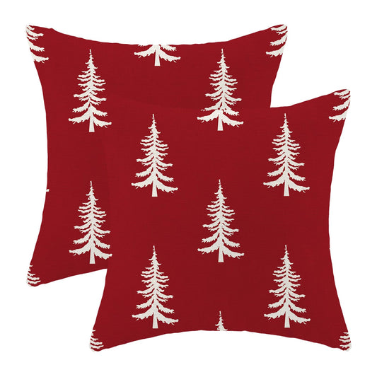 CXMEIFLY Christmas Pillow Covers 18x18 Inch Set of 2 Red Cream Christmas Tree Decor Throw Pillows Winter Xmas Holiday Outdoor Cushion Cases for Couch Bed Decorations