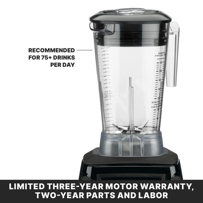 Waring Commercial MX1000XTX 3.5 HP Blender with Paddle Switches, Pulse Feature and a 64 oz. BPA Free Copolyester Container, 120V, 5-15 Phase Plug, Black