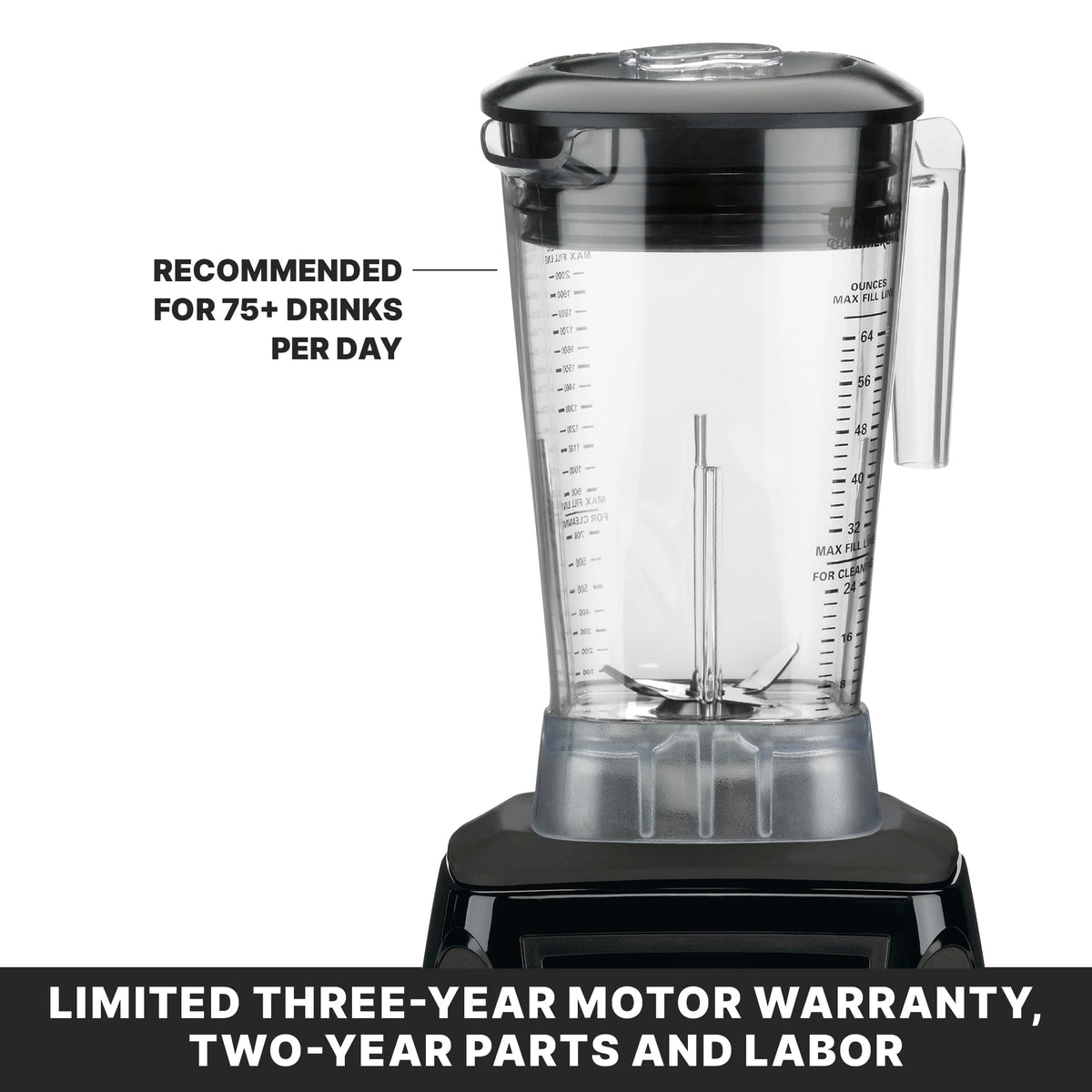 Waring Commercial Xtreme Blender, 3.5 Horsepower Motor, Electronic Keypad with Timer & 64 oz Copolyester Jar for Bars & Restaurants, NSF Certified, MX1100XTX