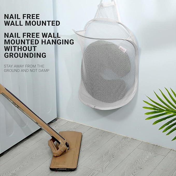 Hanging Laundry Bag Small Hanging Hamper Foldable Mesh Hamper Collapsible Wall