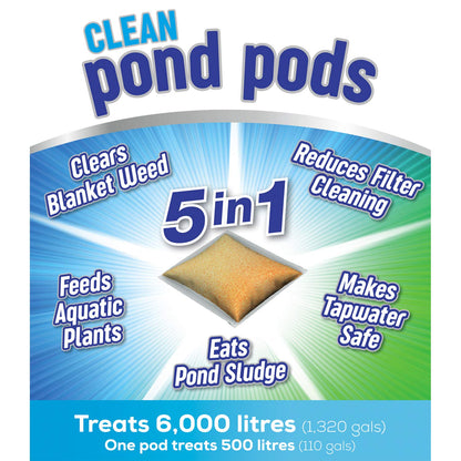 Blagdon Clean Pond Pods, Clears Blanket Weed, Reduces Filter Cleaning, Feeds Aquatic Plants, Eats Pond Sludge, Removes Chlorine, Makes Tap Water Safe, Pet & Wildlife Safe (pack of 12 pods)