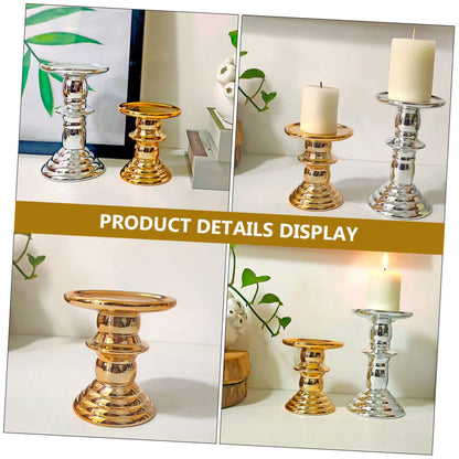 Yardenfun Elegant European Candlestick Holder Electroplating Ceramic Candle Stand for Weddings Christmas Home Decor Gold Finish Chic Design Multi-Purpose Decoration