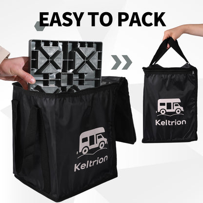 Keltrion 12 Pack Camper/RV Leveling Blocks Suitable for 4 Wheels Interlocking and Anti-Slip Design with Carrying Bag Heavy-Duty for Camper Travel Trailer Grey