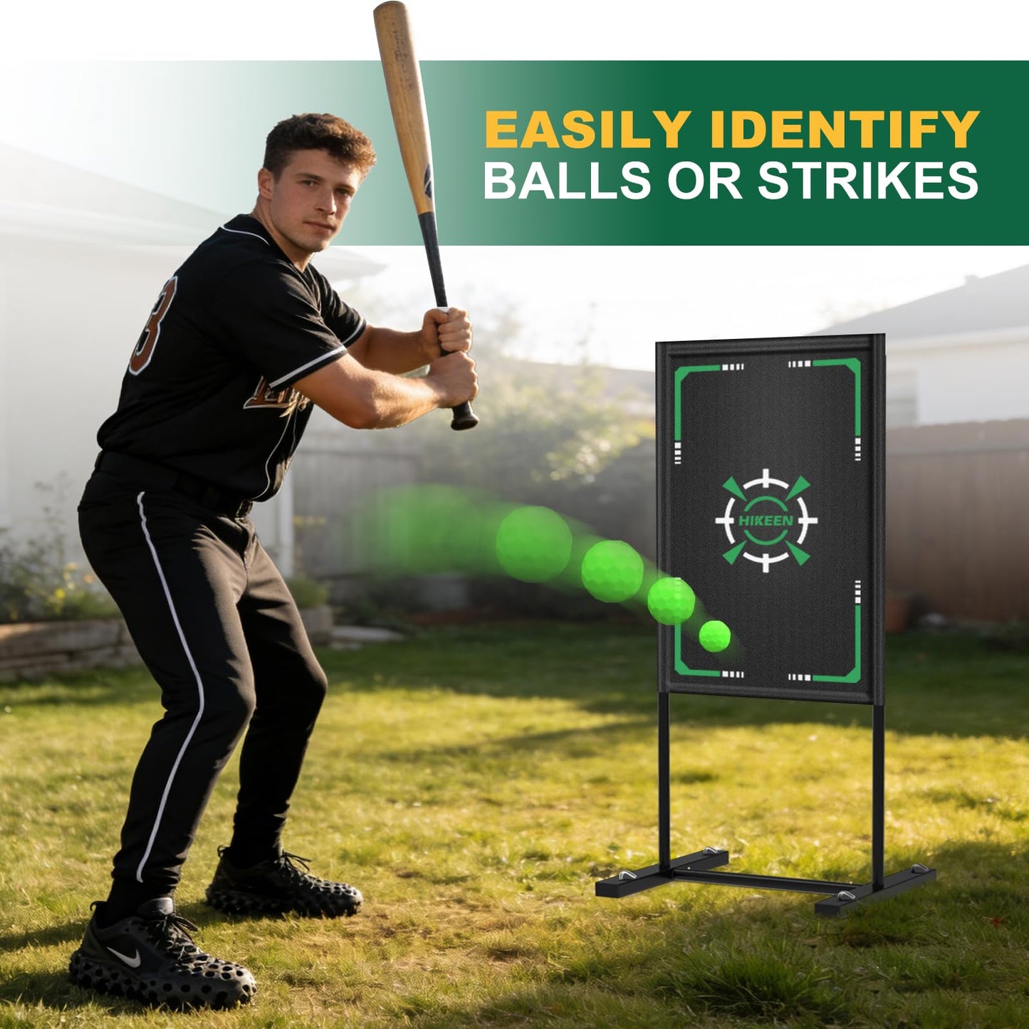 Hikeen Baseball Strike Zone Target for Plastic Balls-Premium Metal Frame,Compatible with Wiffle Ball and Blitzball Pitching Target Easy to Set Up & Assemble
