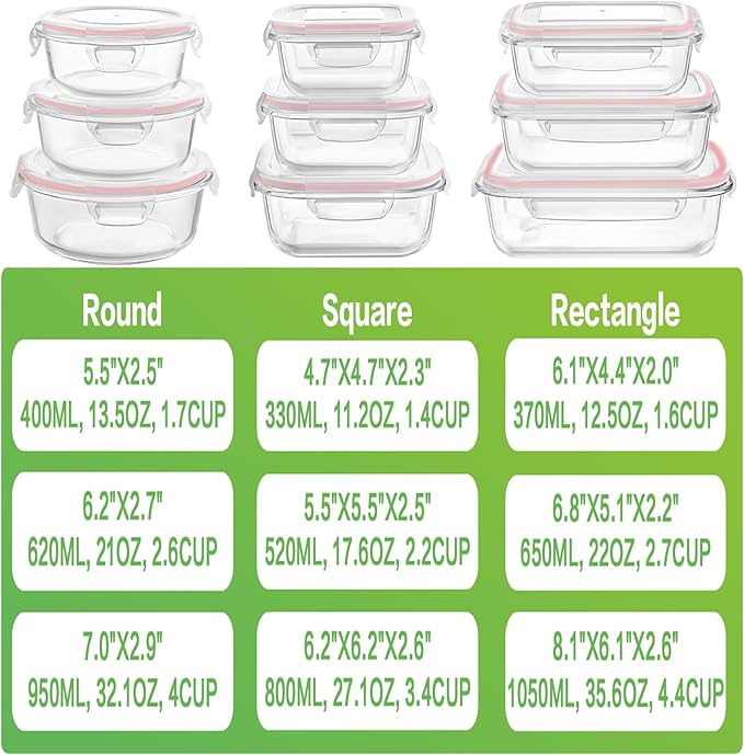 HOMBERKING Glass Food Storage Containers